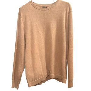 JCrew Tan Beige 100% Cotton Lightweight Crewneck Knit Pullover Sweater Mens M
